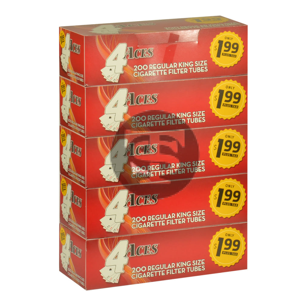 4 Aces Filter Tubes K.S. $1.99 Regular 5 Cartons of 200 1