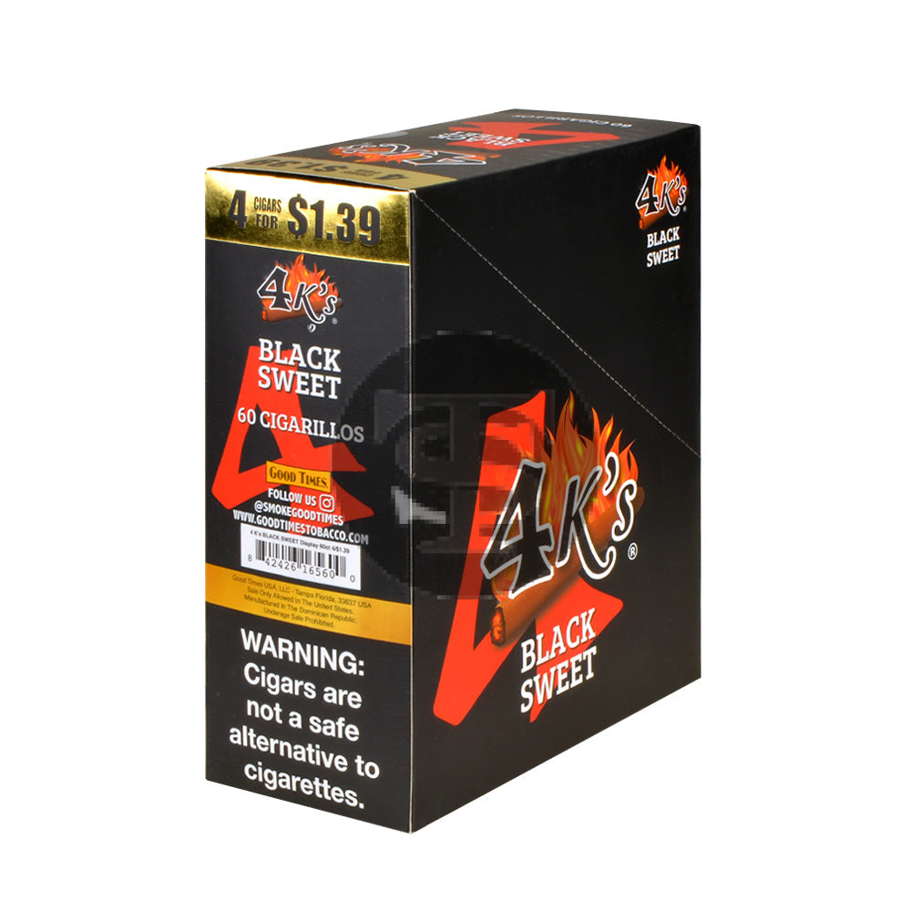 4 Kings Cigarillos 15 Packs of 4 Black Sweet Pre-Priced $1.39