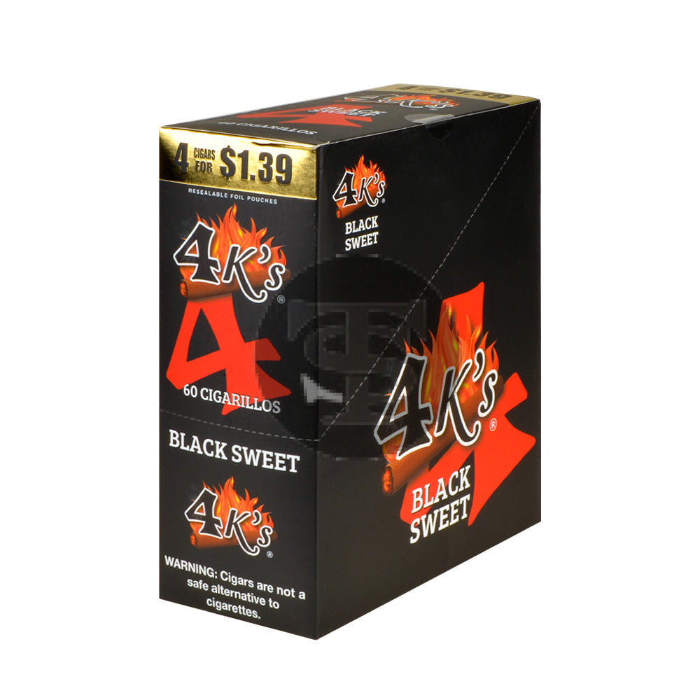 4 Kings Cigarillos 15 Packs of 4 Black Sweet Pre-Priced $1.39