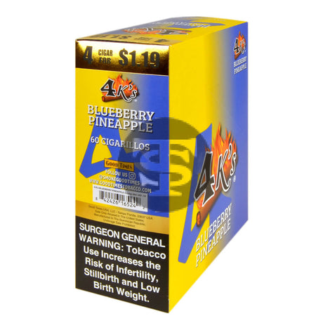 4 Kings Cigarillos 15 Packs of 4 Blueberry Pineapple Pre-Priced $1.19