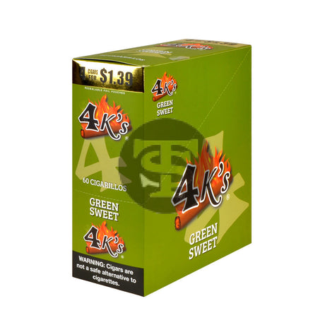 4 Kings Cigarillos 15 Packs of 4 Green Sweet Pre-Priced $1.39