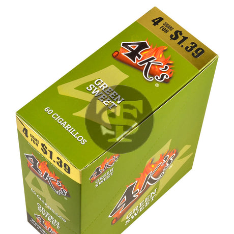 4 Kings Cigarillos 15 Packs of 4 Green Sweet Pre-Priced $1.39