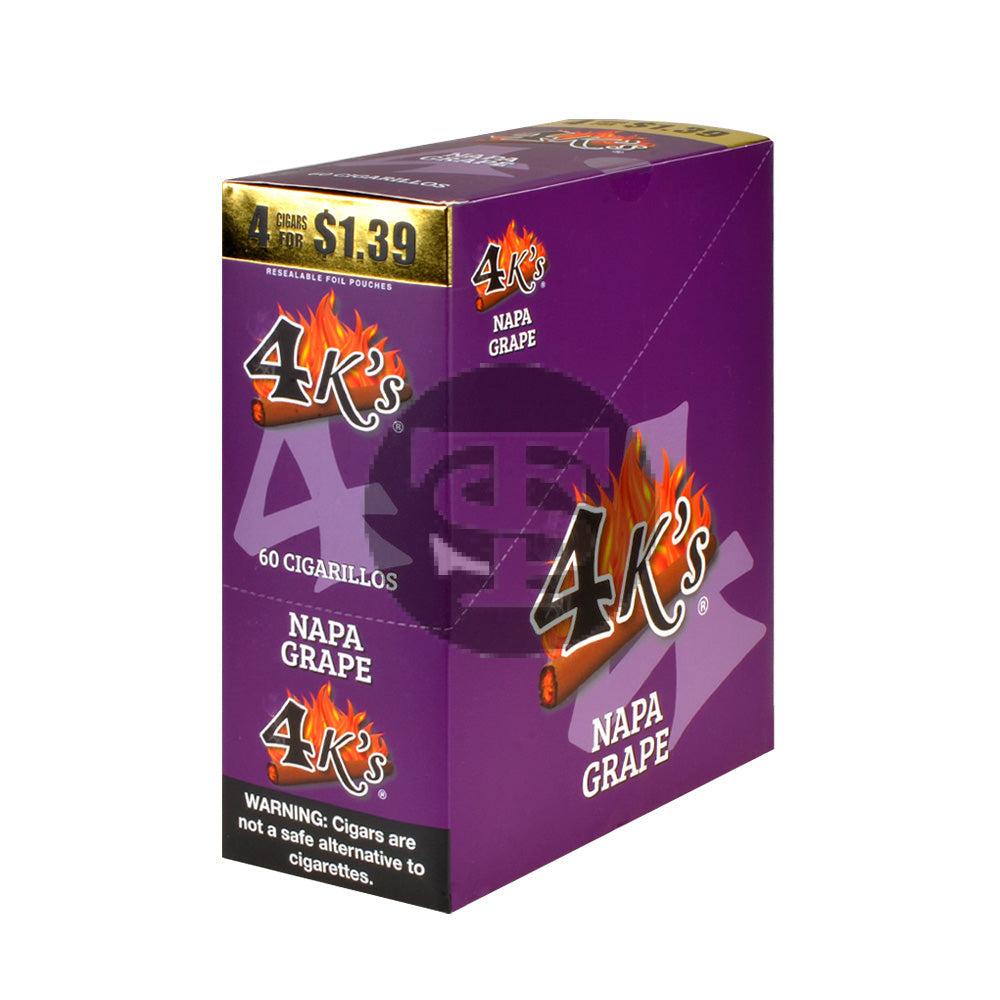 4 Kings Cigarillos 15 Packs of 4 Napa Grape Pre-Priced $1.39