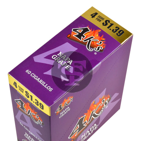 4 Kings Cigarillos 15 Packs of 4 Napa Grape Pre-Priced $1.39