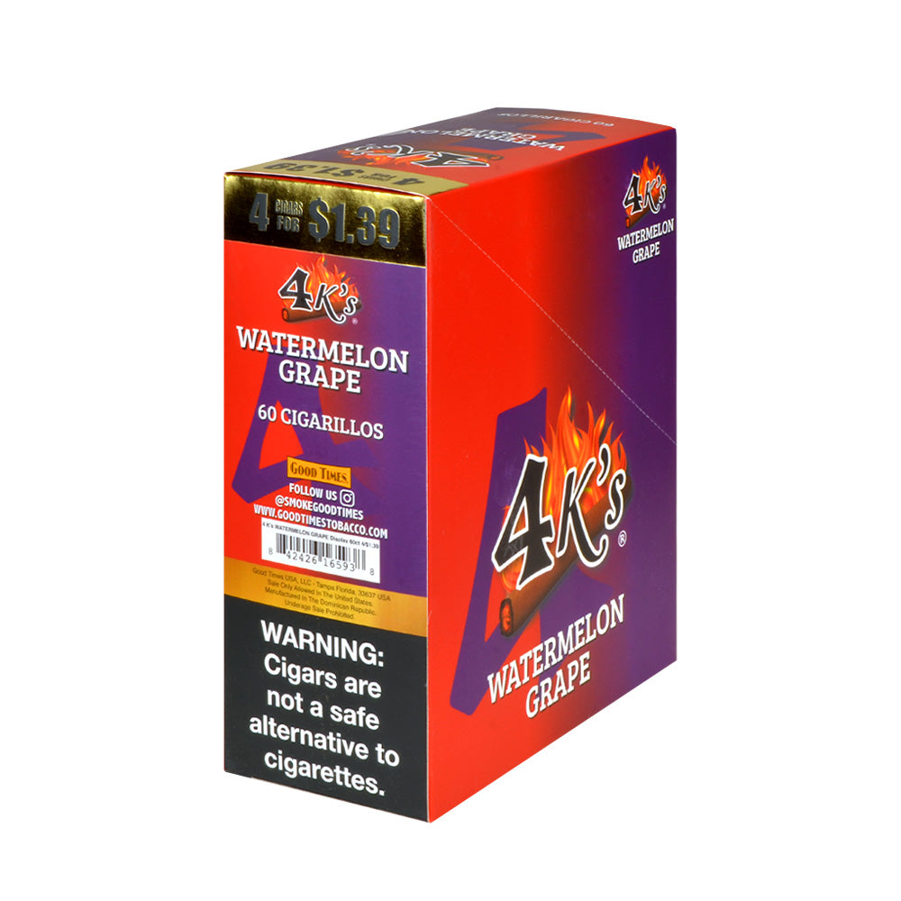 4 Kings Cigarillos 15 Packs of 4 Watermelon Grape, Pre-Priced $1.39 ...