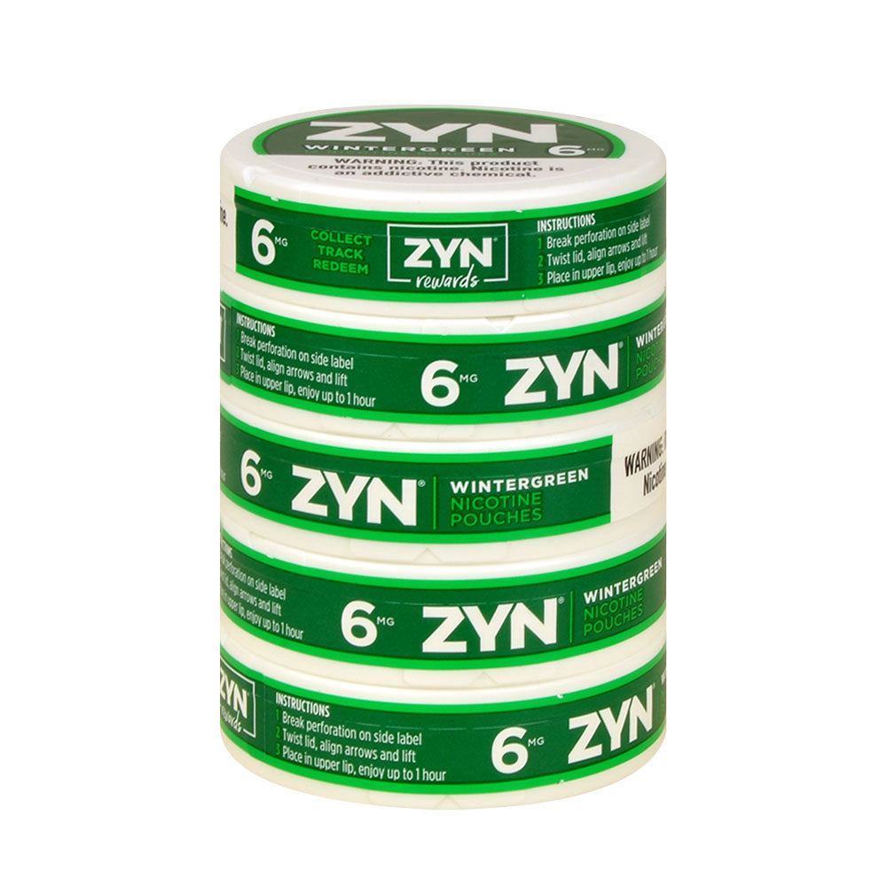 Zyn Nicotine pouches 6mg Wintergreen, 5 cans