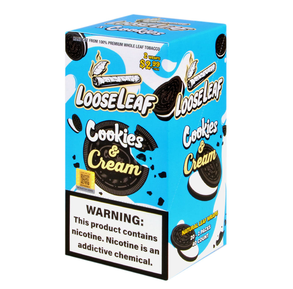 Loose Leaf Natural Wrap Cookies & Cream, 20 packs of 2