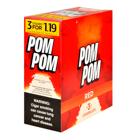 Pom Pom Cigarillos $1.19 Pre Priced 15 Packs of 3 Cigars Sweet(Red)