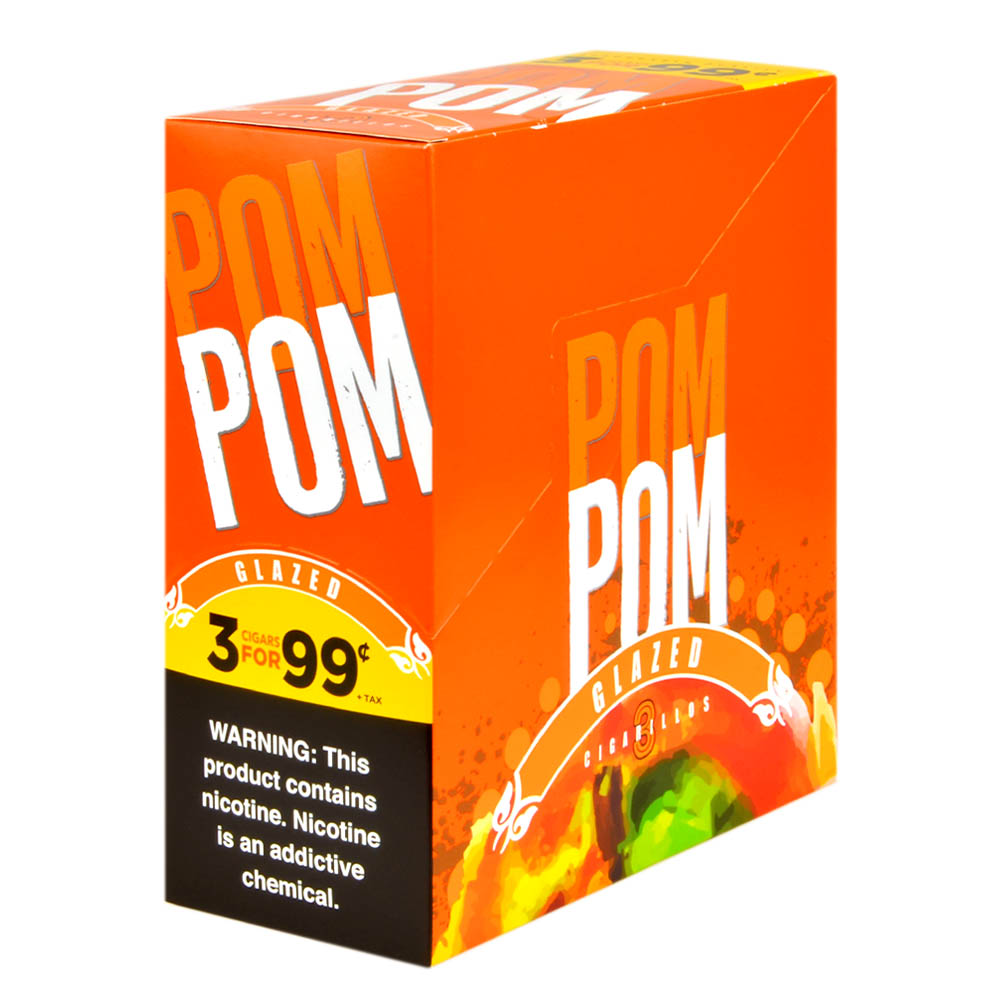 Pom Pom Cigarillos 99 Cent Pre Priced 15 Packs of 3 Cigars Glazed