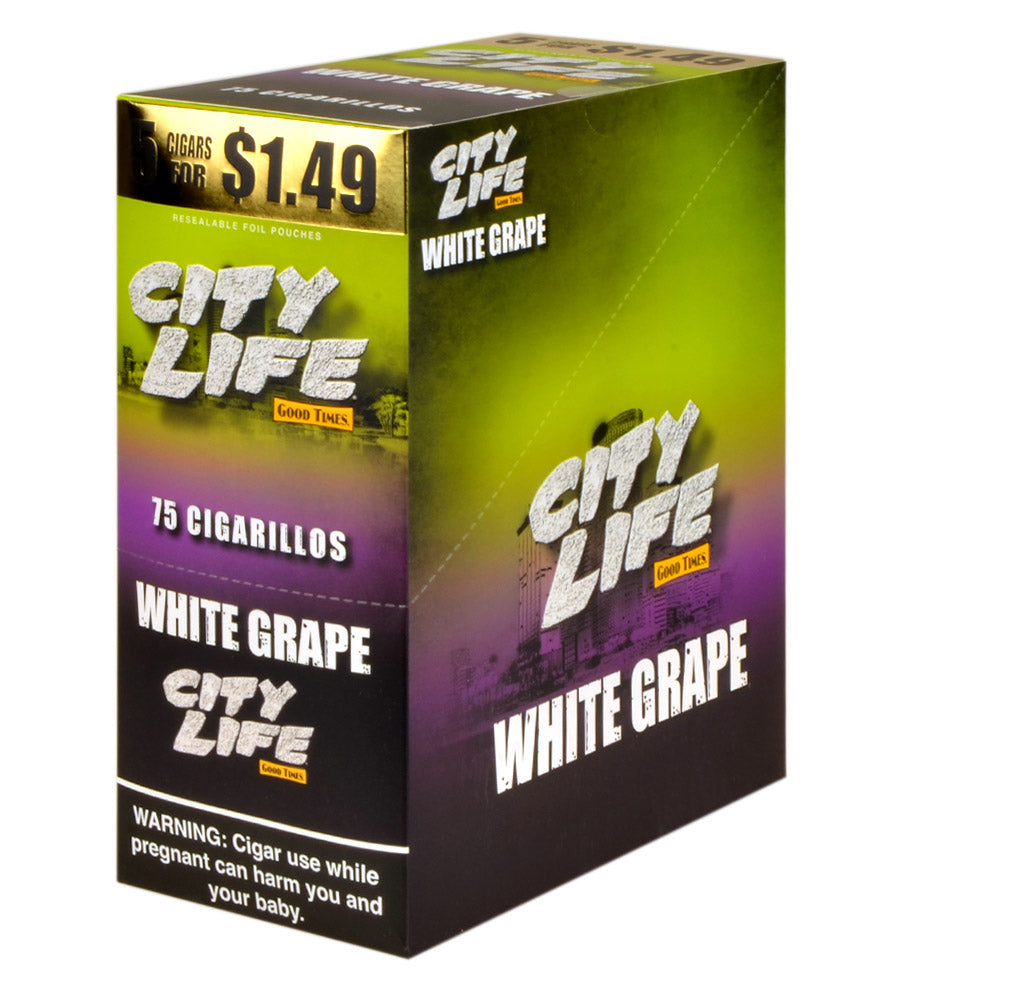 City Life Cigarillos 5 for $1.49 White Grape 15 Packs of 5