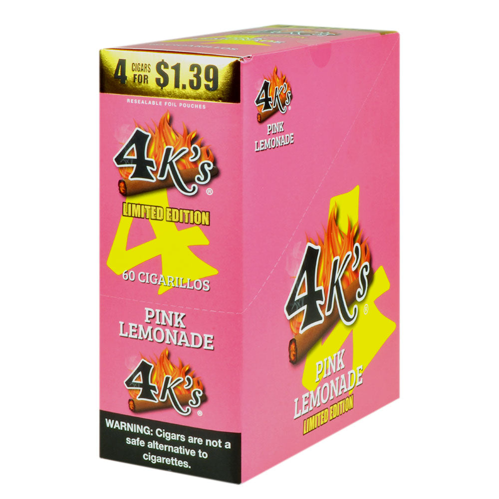 4 Kings Cigarillos 15 Packs of 4 Pink Lemonade, Pre-Priced $1.39