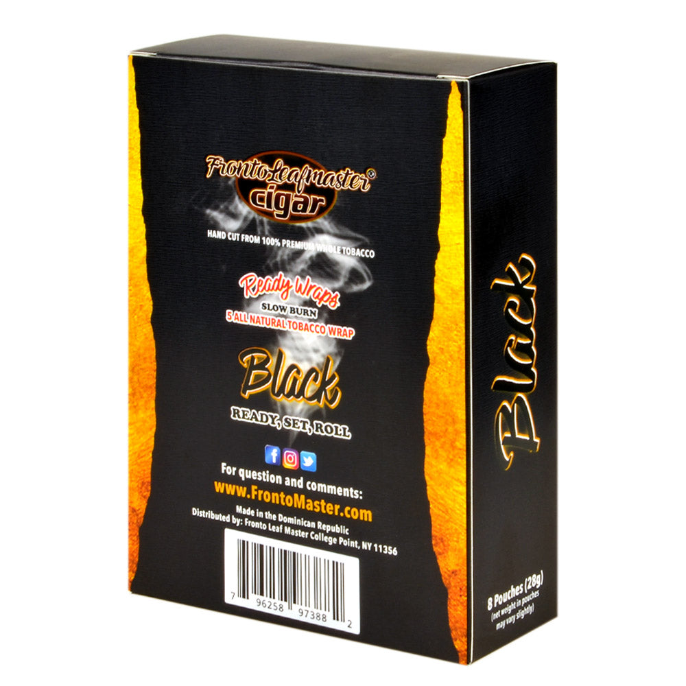 Fronto Leaf Masters Black Whole Leaf Tobacco Wraps, 8 packs of 5