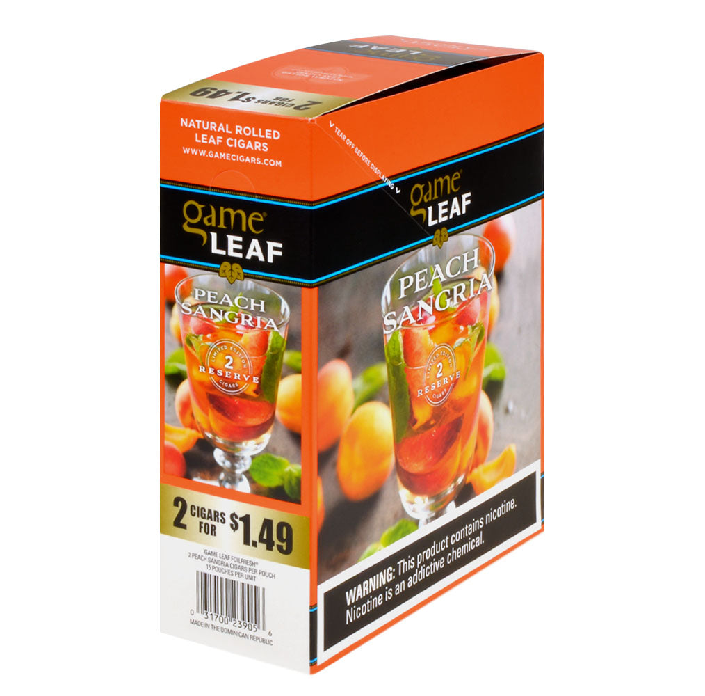 Game Leaf Peach Sangria Cigarillos 2 for $1.49, 15 Pouches of 2