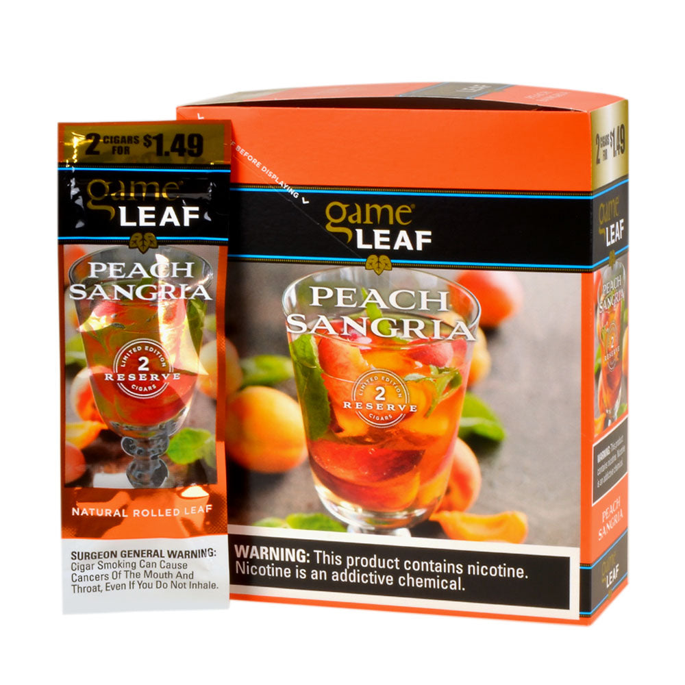 Game Leaf Peach Sangria Cigarillos 2 for $1.49, 15 Pouches of 2