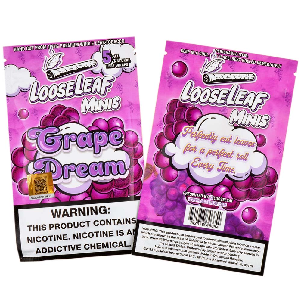 Mini Loose Leaf Grape Dream wraps, 8 packs of 5