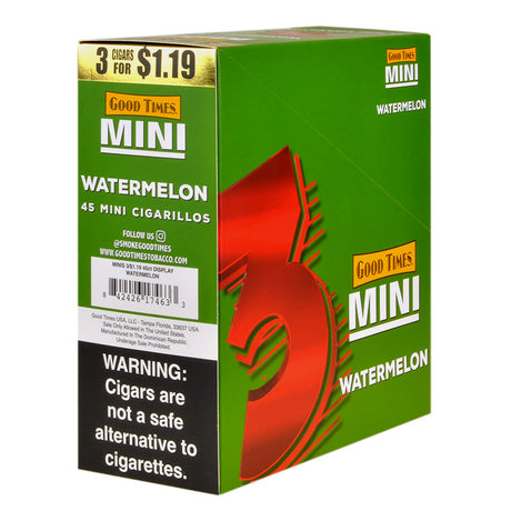 Good Times Mini Cigarillos Watermelon Pre Priced $1.19, 15 Packs of 3