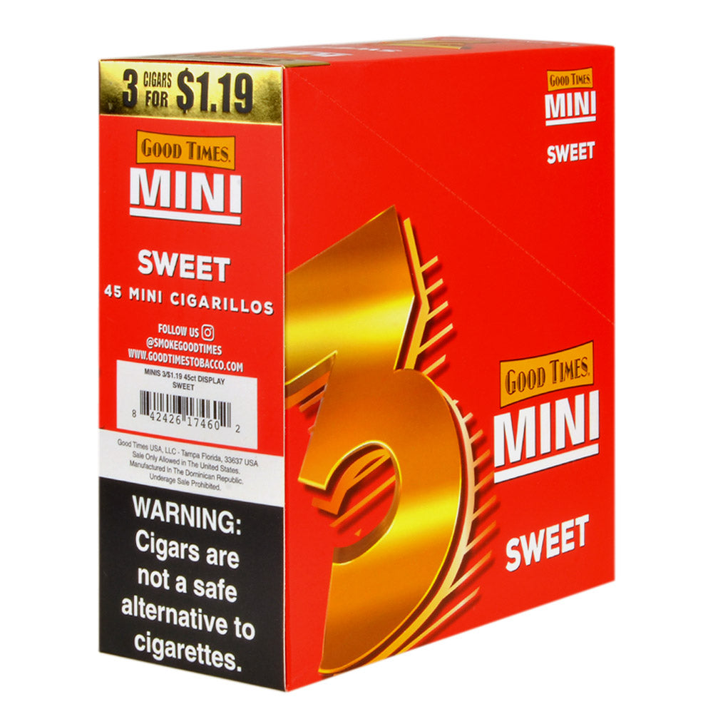 Good Times Mini Cigarillos Sweet Pre Priced $1.19, 15 Packs of 3