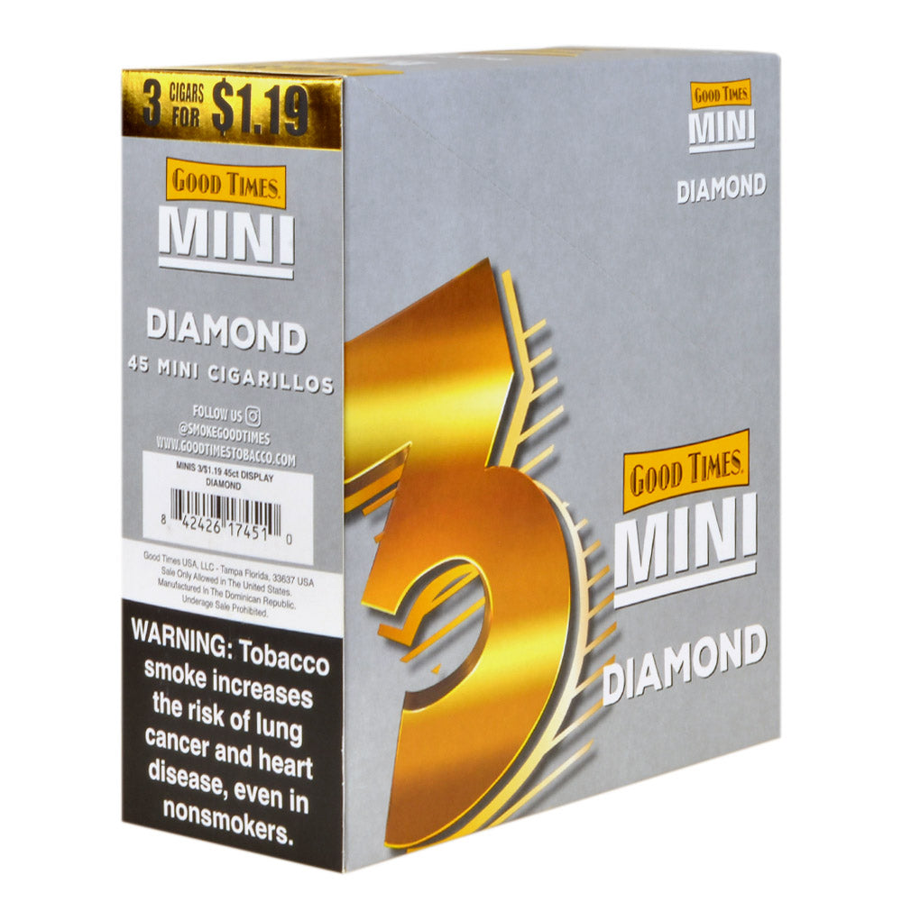 Good Times Mini Cigarillos Diamond Pre Priced $1.19, 15 Packs of 3