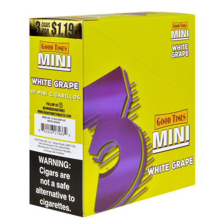 Good Times Mini Cigarillos White Grape Pre Priced $1.19, 15 Packs of 3