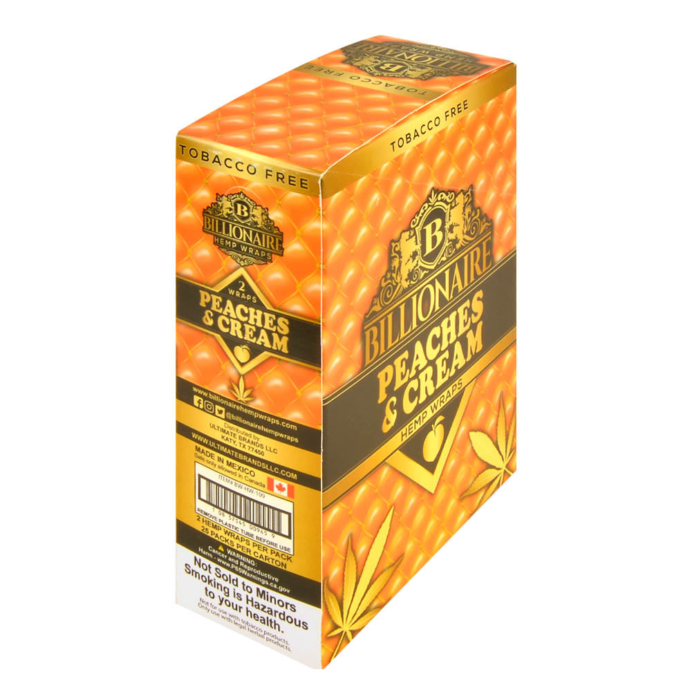 Billionaire Hemp Wraps 25 packs of 2, Peaches Cream