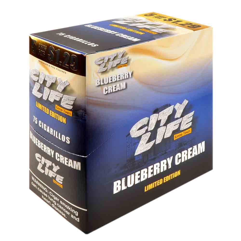 City Life Cigarillos 5 for $1.29 Blueberry Cream 15 Packs of 5