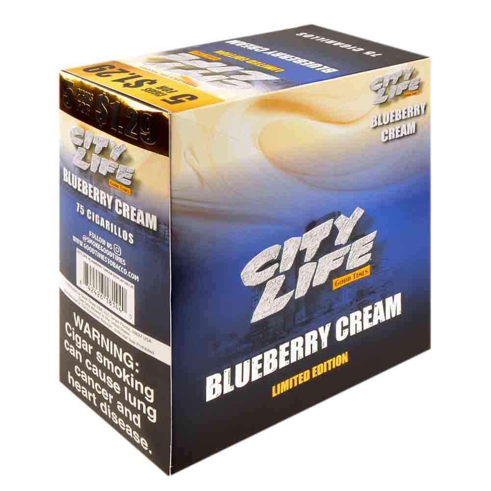 City Life Cigarillos 5 for $1.29 Blueberry Cream 15 Packs of 5