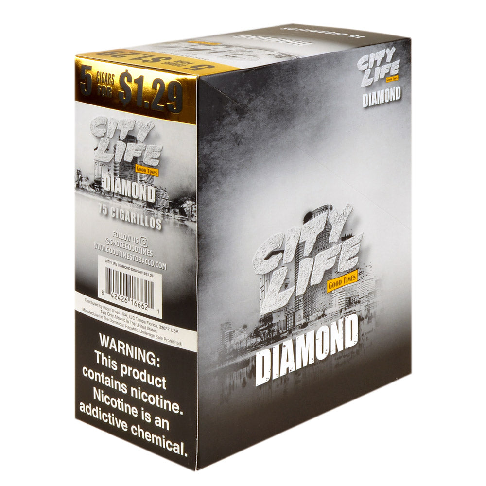 City Life Cigarillos 5 for $1.29 Diamond 15 Packs of 5