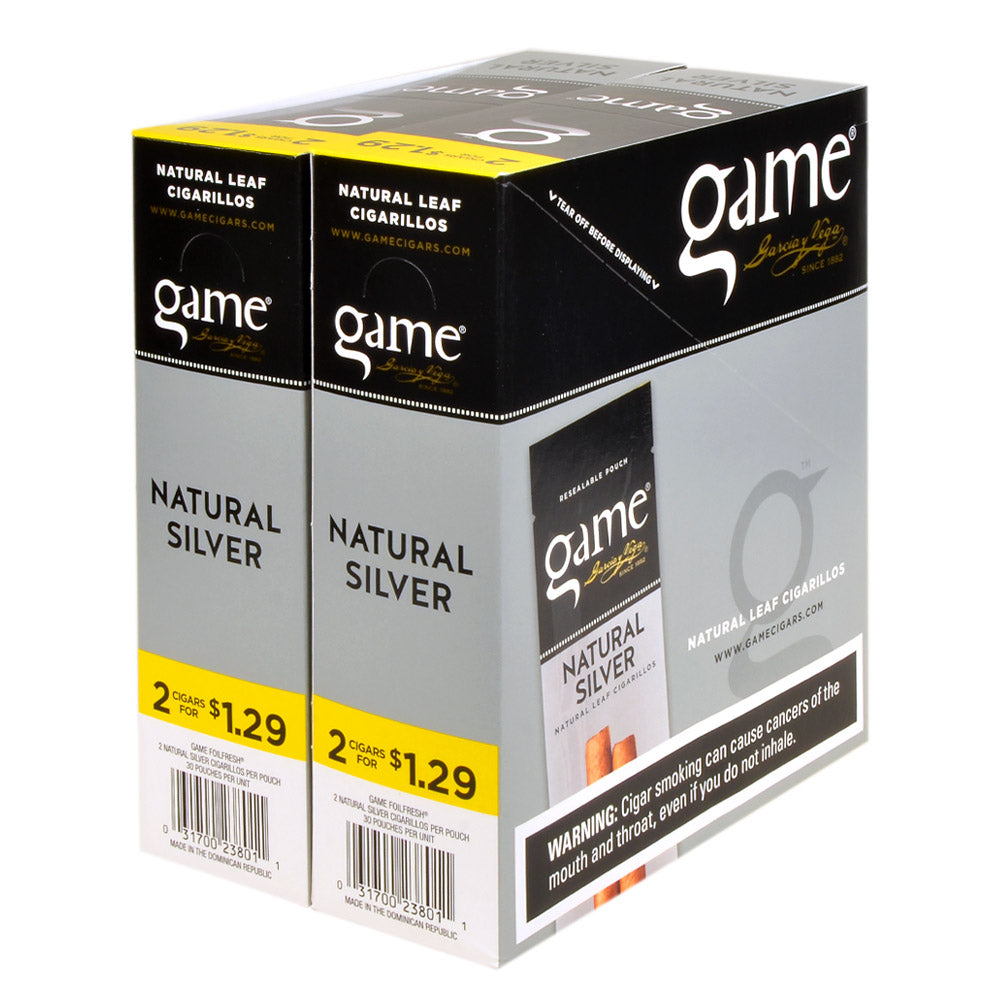 Game Vega Cigarillos Silver Foil 2 for $1.29 30 Pouches of 2