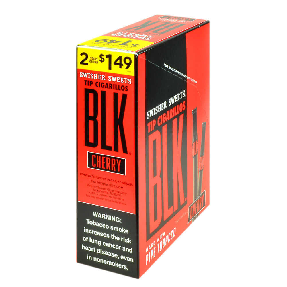 Swisher Sweets BLK Tip Cigarillos 2 for $1.49 Cherry 15 pouches of 2