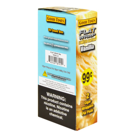 Good Times Vanilla Flat Wraps Pre Priced 25 Pouches of 2