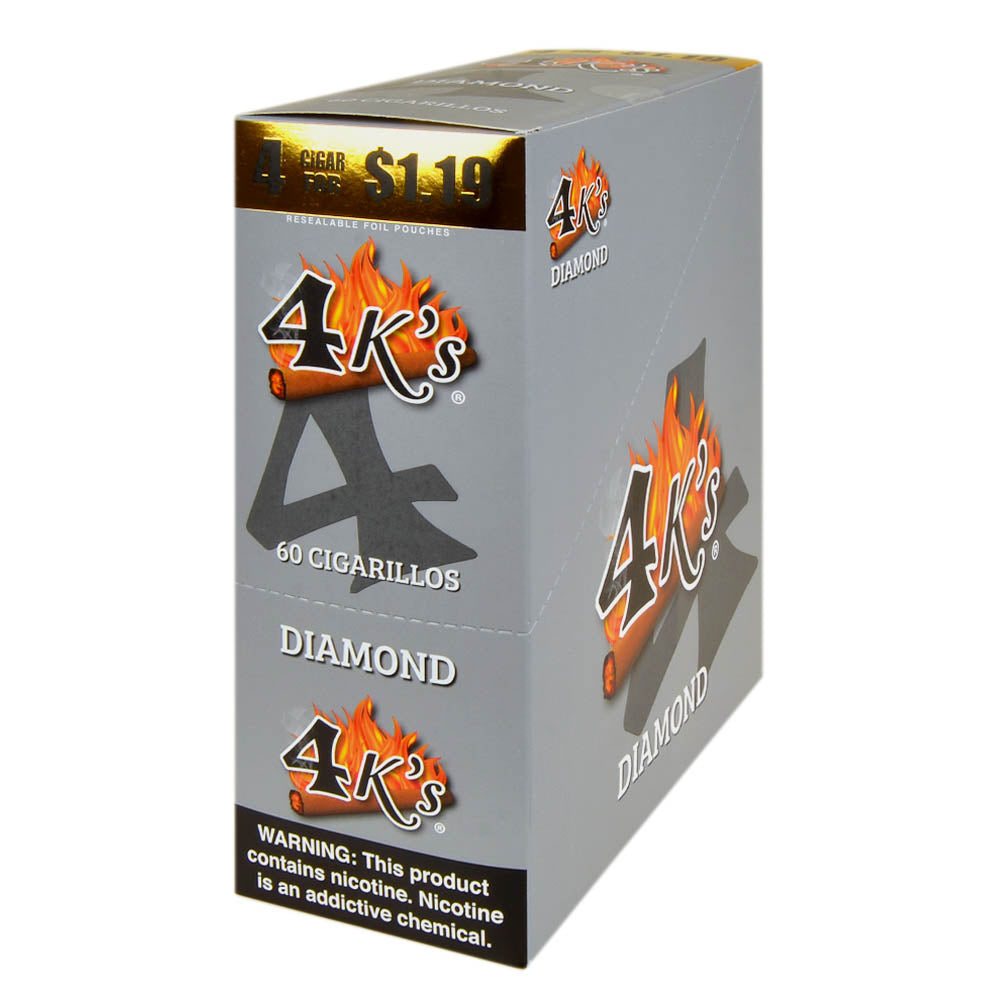 4 Kings Cigarillos 15 Packs of 4 Diamond, Pre-Priced $1.19