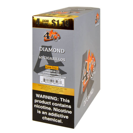 4 Kings Cigarillos 15 Packs of 4 Diamond, Pre-Priced $1.19