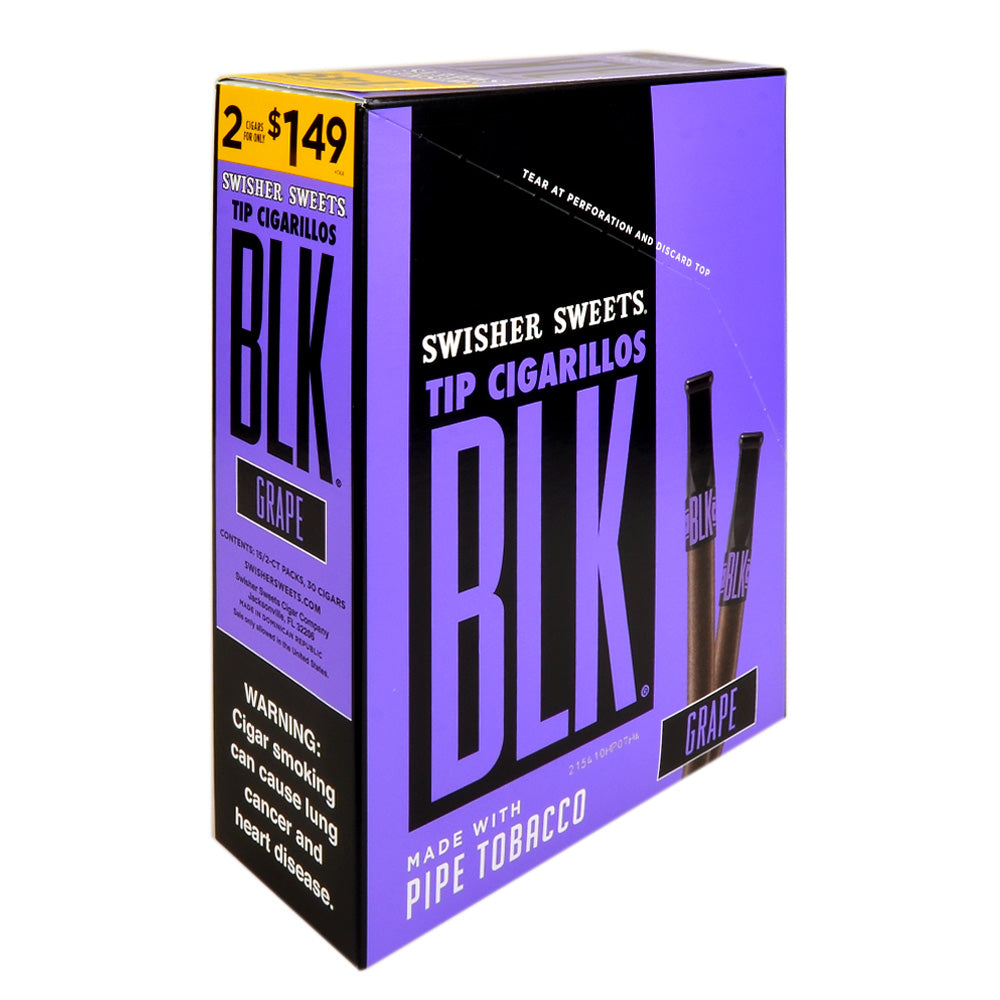 Swisher Sweets BLK Tip Cigarillos 2 for $1.49 Grape 15 pouches of 2