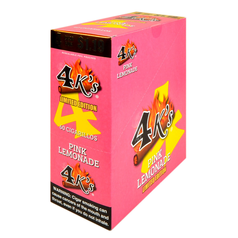 4 Kings Cigarillos 15 Packs of 4 Pink Lemonade, Pre-Priced $1.19