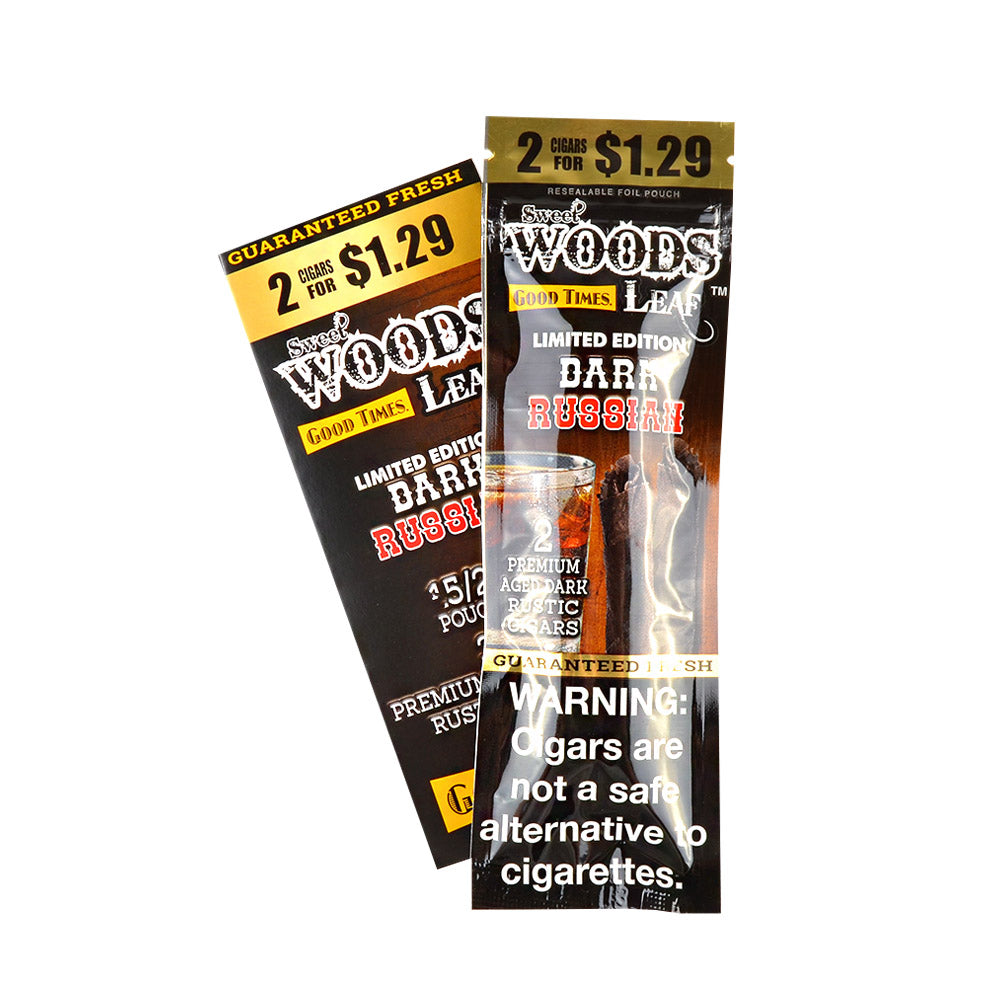 Good Times Sweet Woods 2 For $1.29 Cigarillos 15 Pouches of 2 Dark Russian Cream