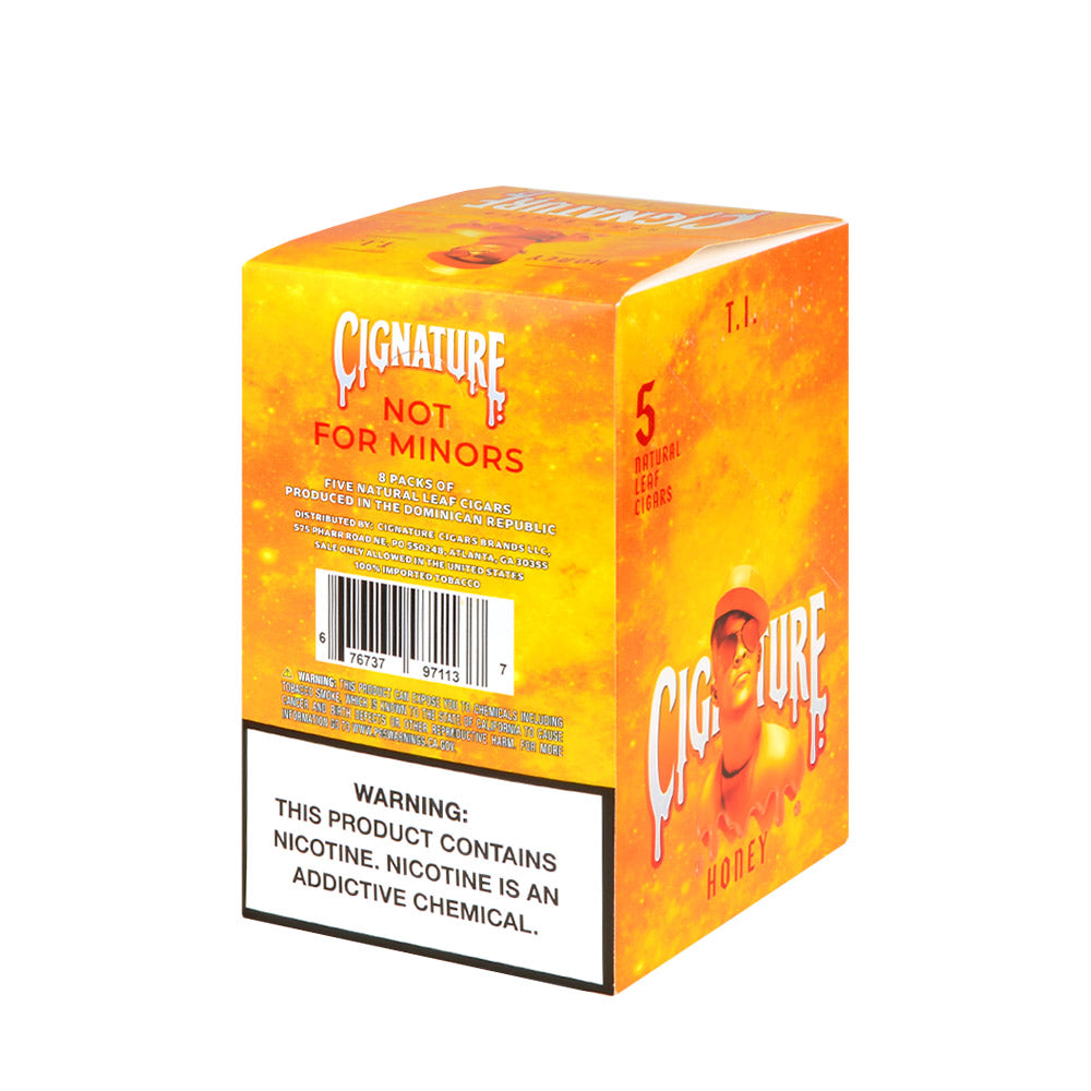 Cignature Natural Leaf Cigars, 8 packs of 5, Honey