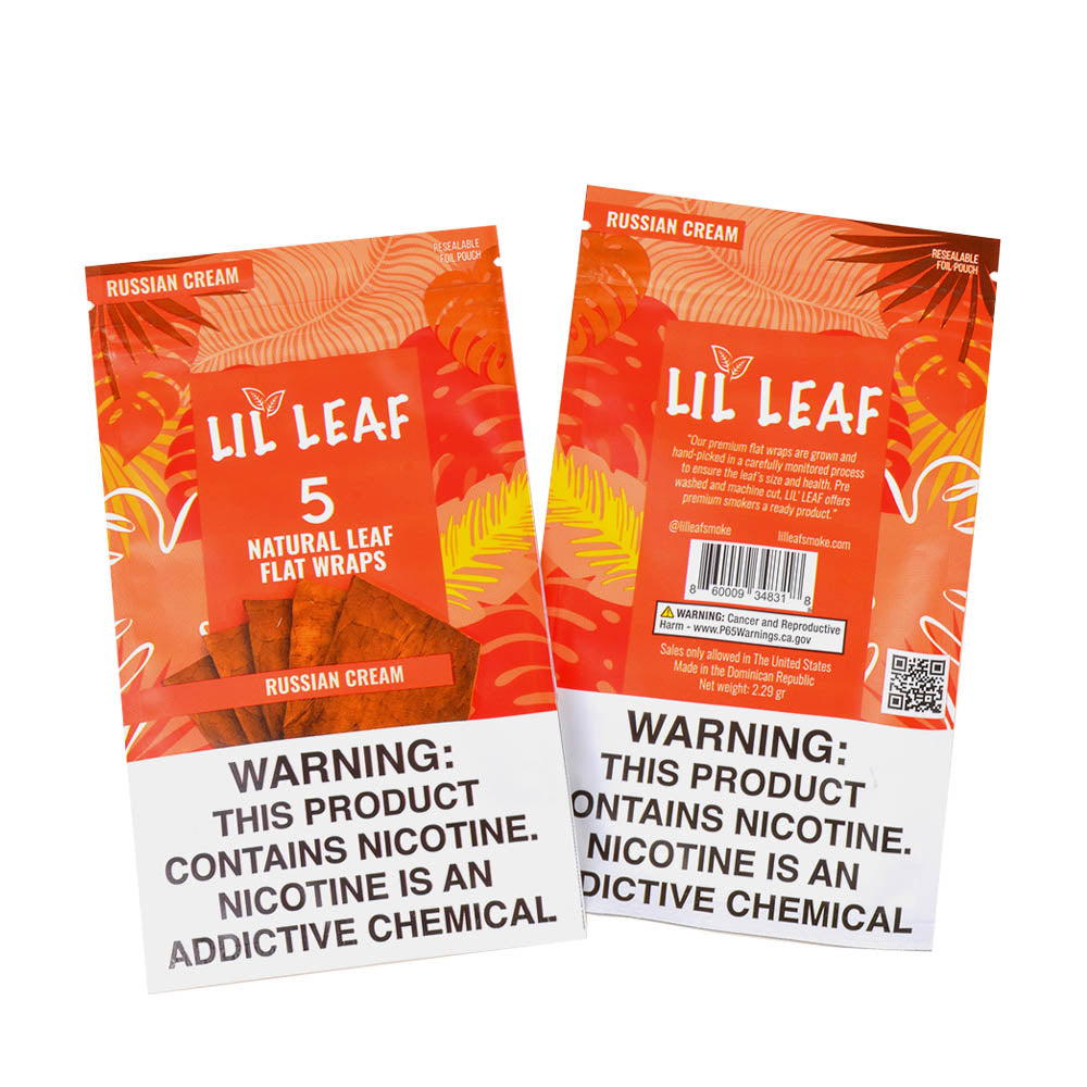 Lil Leaf Natural Flat Wraps 10 packs of 5, Russian Cream