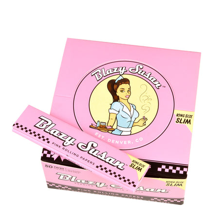 Blazy Susan Pink Rolling Papers King Size Slim Pack of 50