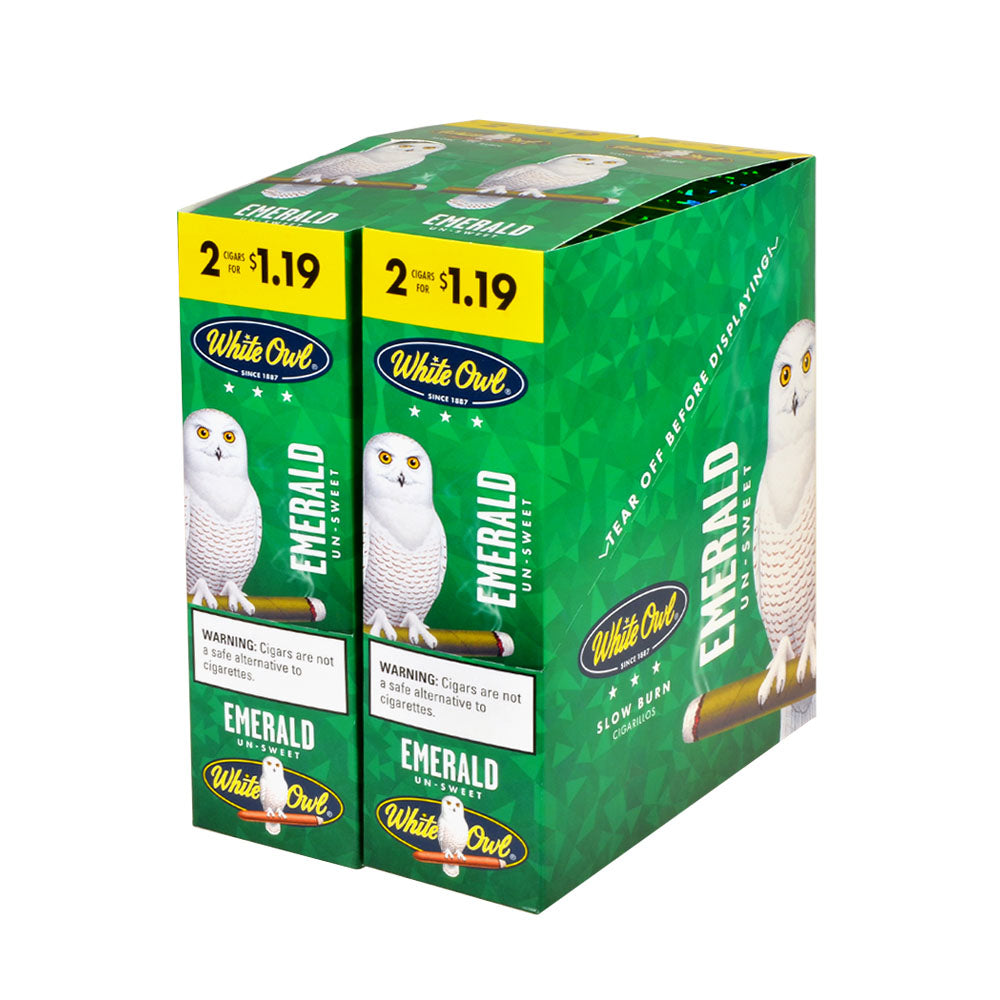 White Owl Cigarillos $1.19 Pre Priced 30 Packs of 2 Cigars Emerald