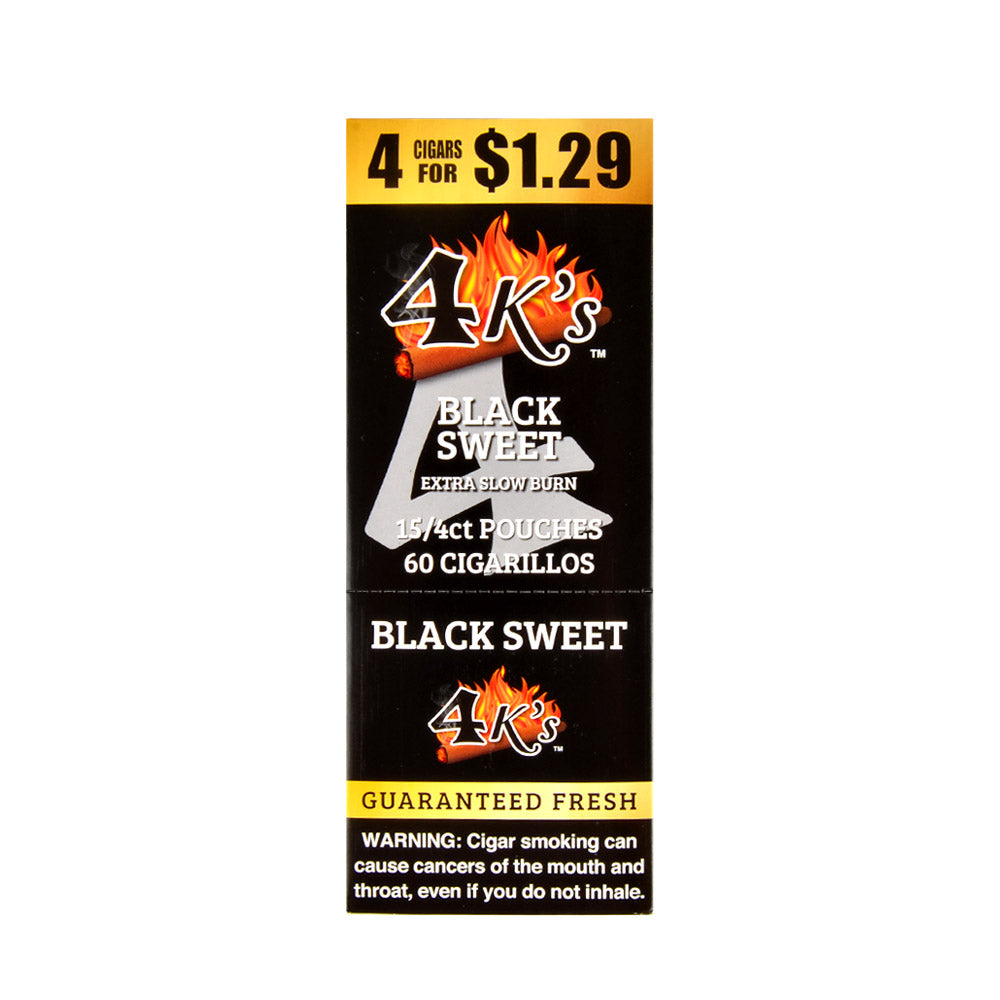 4 Kings Cigarillos 15 Packs of 4 Black Sweet, $1.29 pre-price