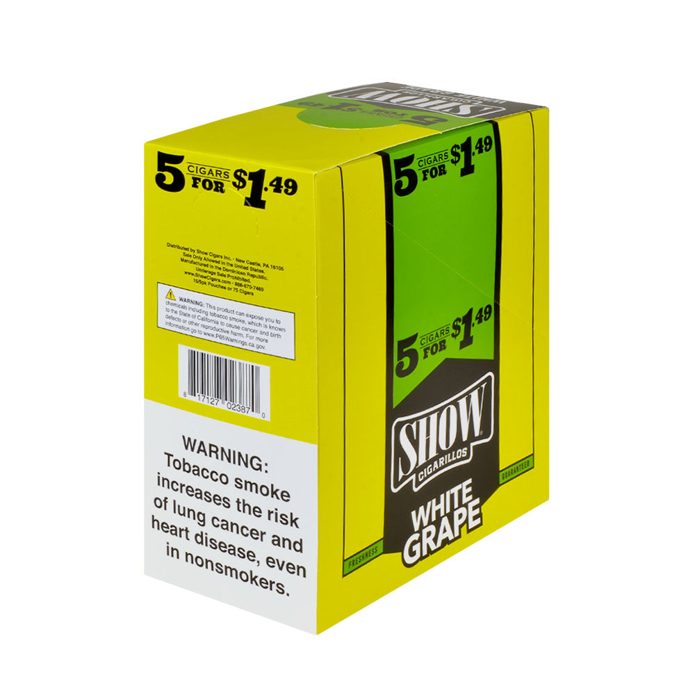 Show Cigarillos White Grape 15 Pouches of 5, Pre-Priced $1.49