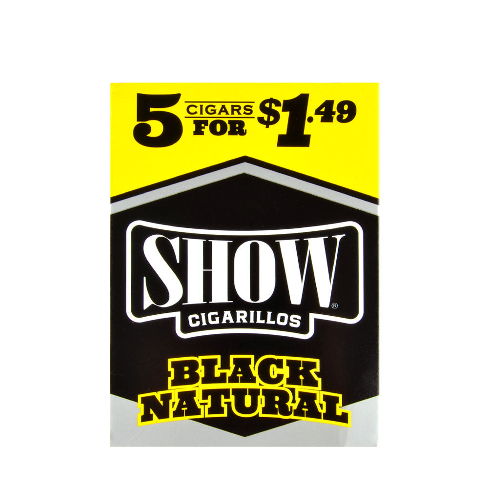 Show Cigarillos Black Natural 15 Pouches of 5, Pre-Priced $1.49