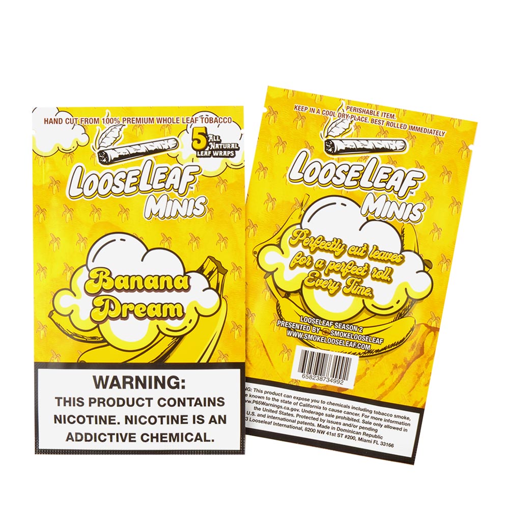 Mini Loose Leaf Banana Dream wraps, 8 packs of 5