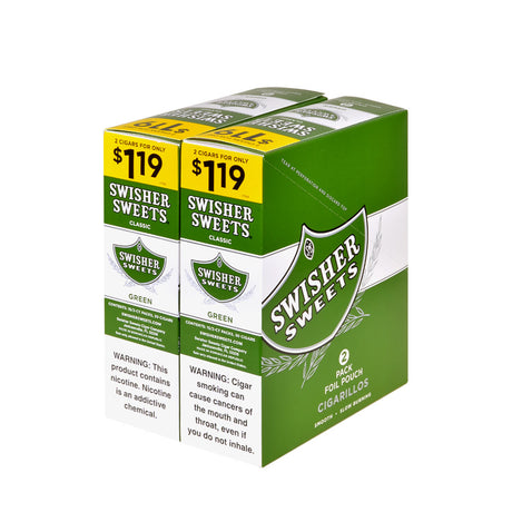 Swisher Sweets Cigarillos $1.19 Pre Priced 30 Packs of 2 Cigars Green Sweets