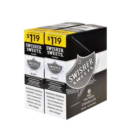 Swisher Sweets Cigarillos $1.19 Pre Priced 30 Packs of 2 Cigars Black