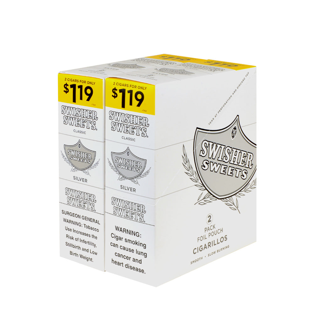 Swisher Sweets Cigarillos $1.19 Pre Priced 30 Packs of 2 Cigars Silver