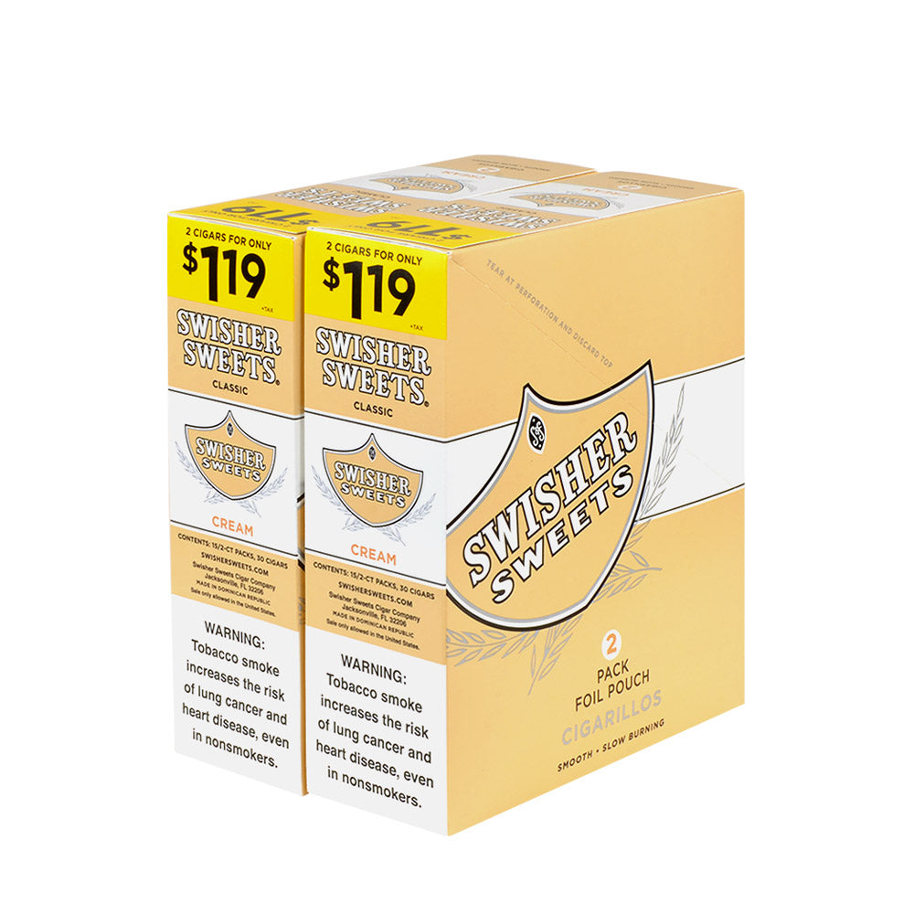 Swisher Sweets Cigarillos $1.19 Pre Priced 30 Packs of 2 Cigars Cream