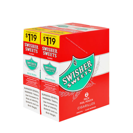 Swisher Sweets Cigarillos $1.19 Pre Priced 30 Packs of 2 Cigars Wild Rush