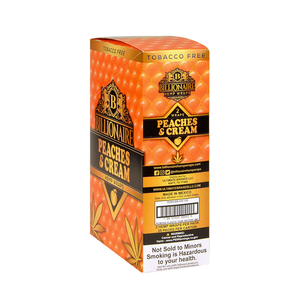 Billionaire Hemp Wraps 25 packs of 2, Peaches Cream