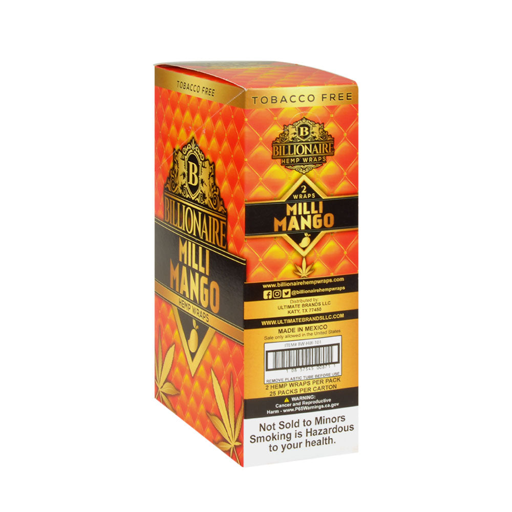 Billionaire Hemp Wraps 25 packs of 2, Milli Mango